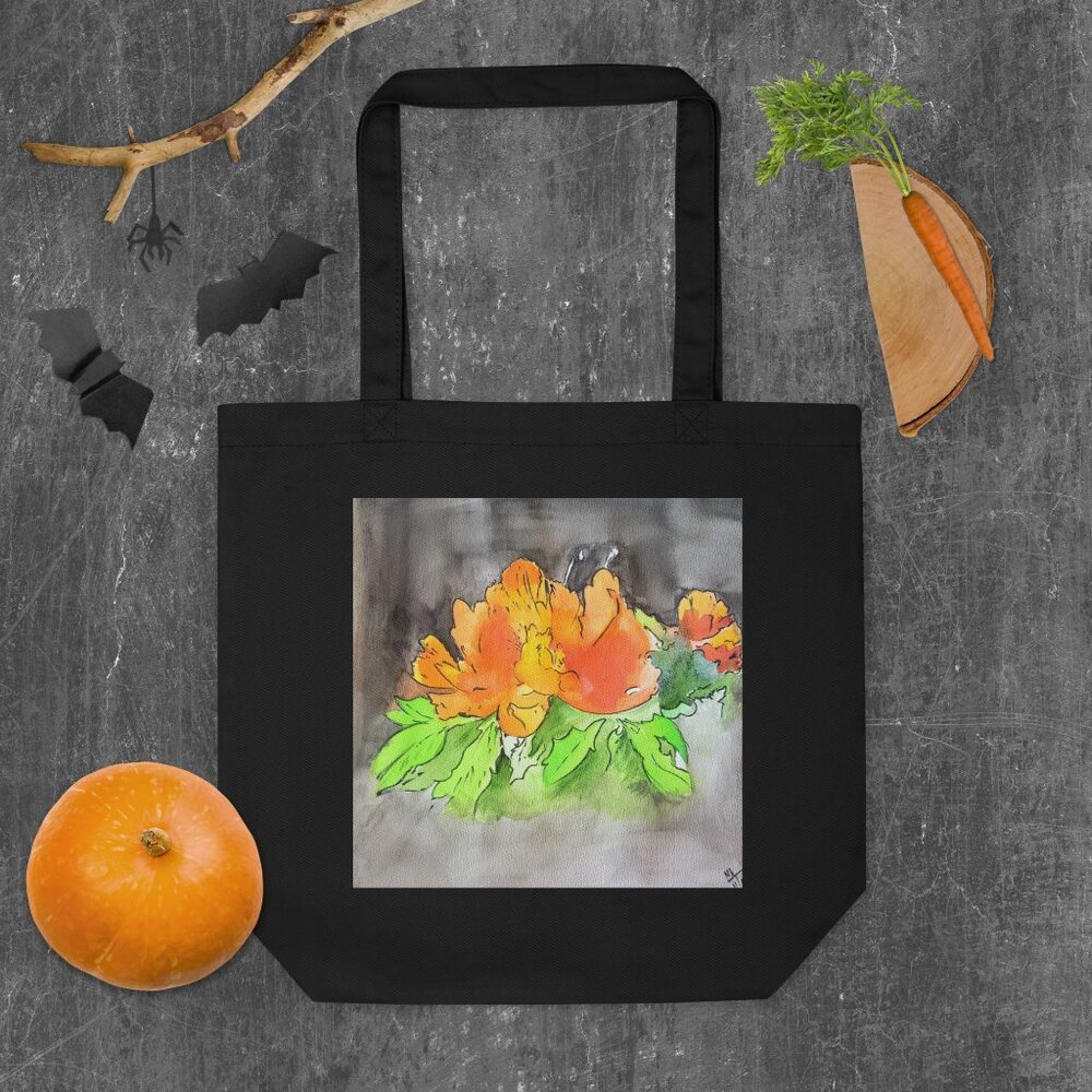 Peony eco friendly tote bag